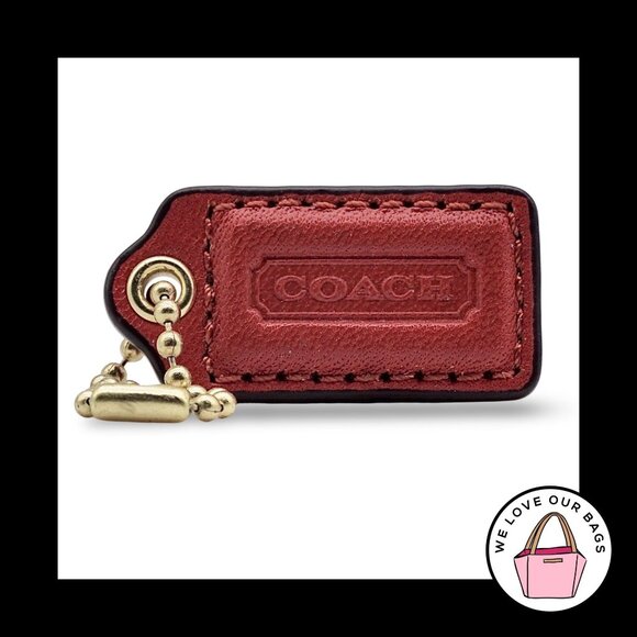 1.5" Small COACH Burnt Orange Leather Brass Key Fob Bag Charm Keychain Hang Tag - Picture 1 of 1